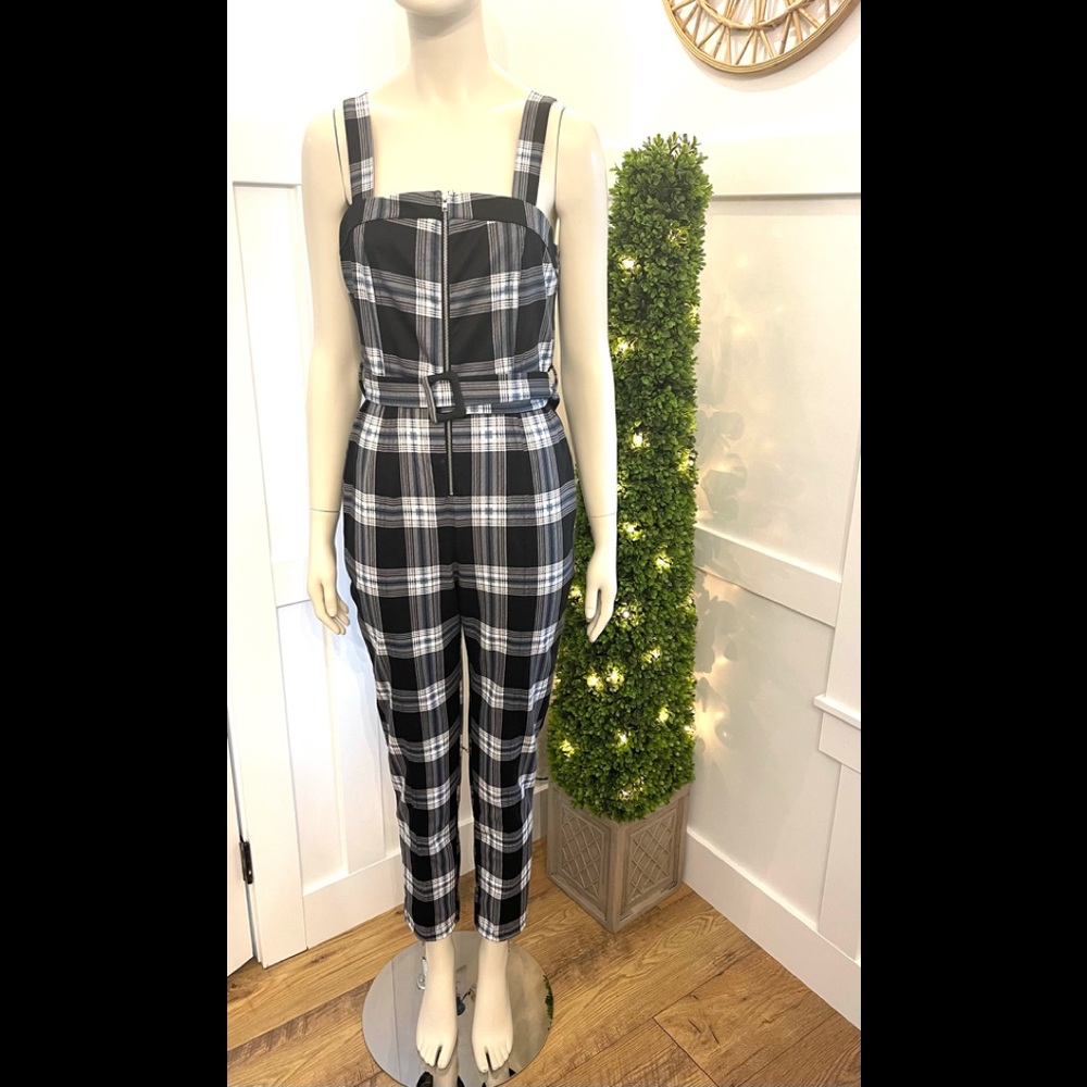 NWT ALMOST FAMOUS PLAID FULL LENGTH JUMPSUIT - Picture 1 of 4